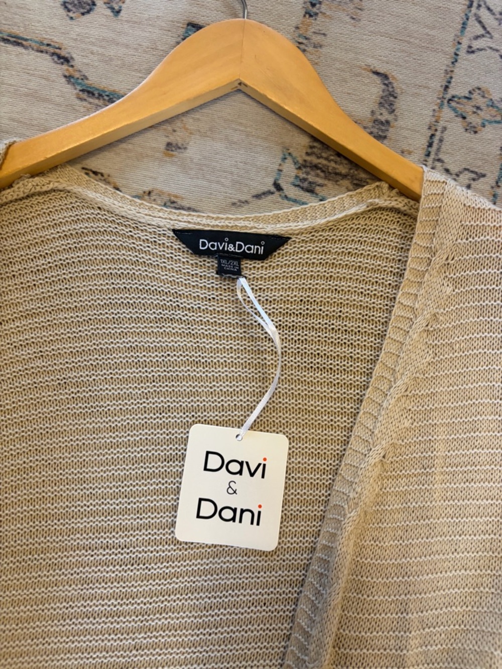 DAVI & DANI NWT Beige Fringe Duster Cardigan - Picture 8 of 10